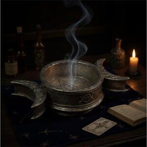 Alchemy Gothic “Triple Moon” Trinket Dish – Goddess Cerridwen Altar Décor